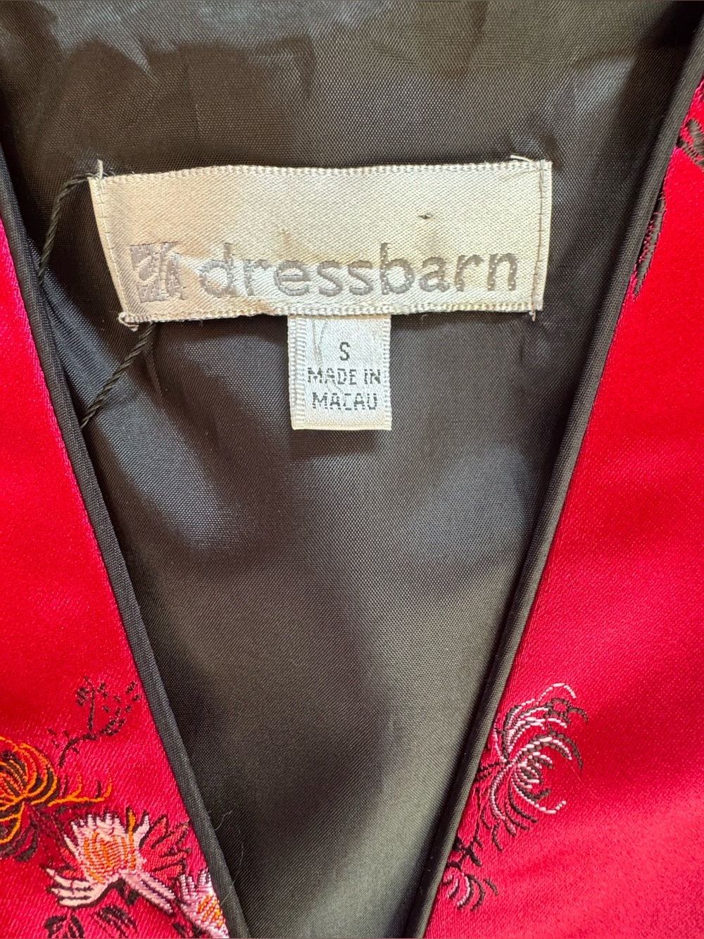 Vintage Dressbarn fuchsia pink satin Chinese vest v-neck frog knot buttons small - Picture 2 of 16